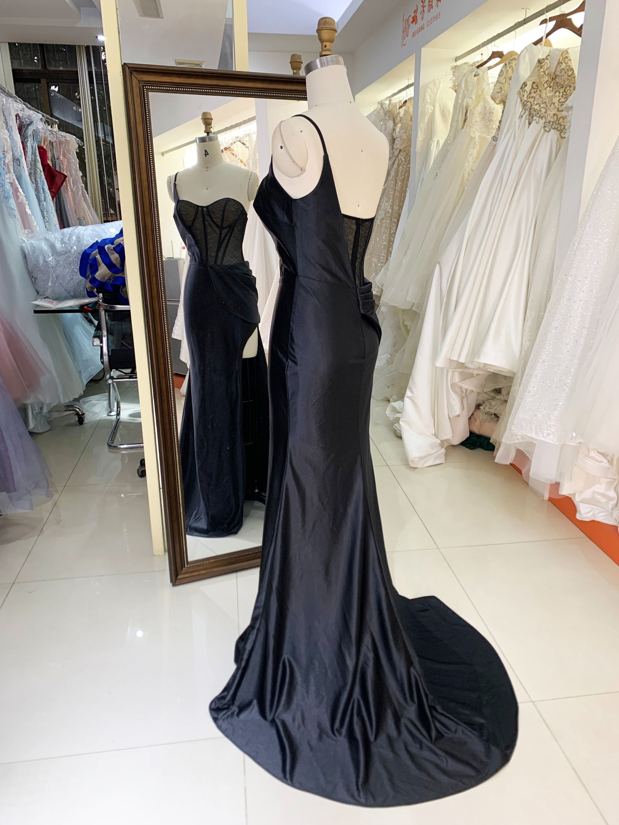 Custom made new black boning sexy wholesale long gowns evening prom dress 2025