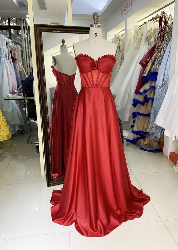 New rose floral hot fix stone shinny wholesale long gowns evening prom dress 2025