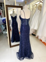 New sequin fabric pleat out skirt wholesale long gowns evening prom dress 2025
