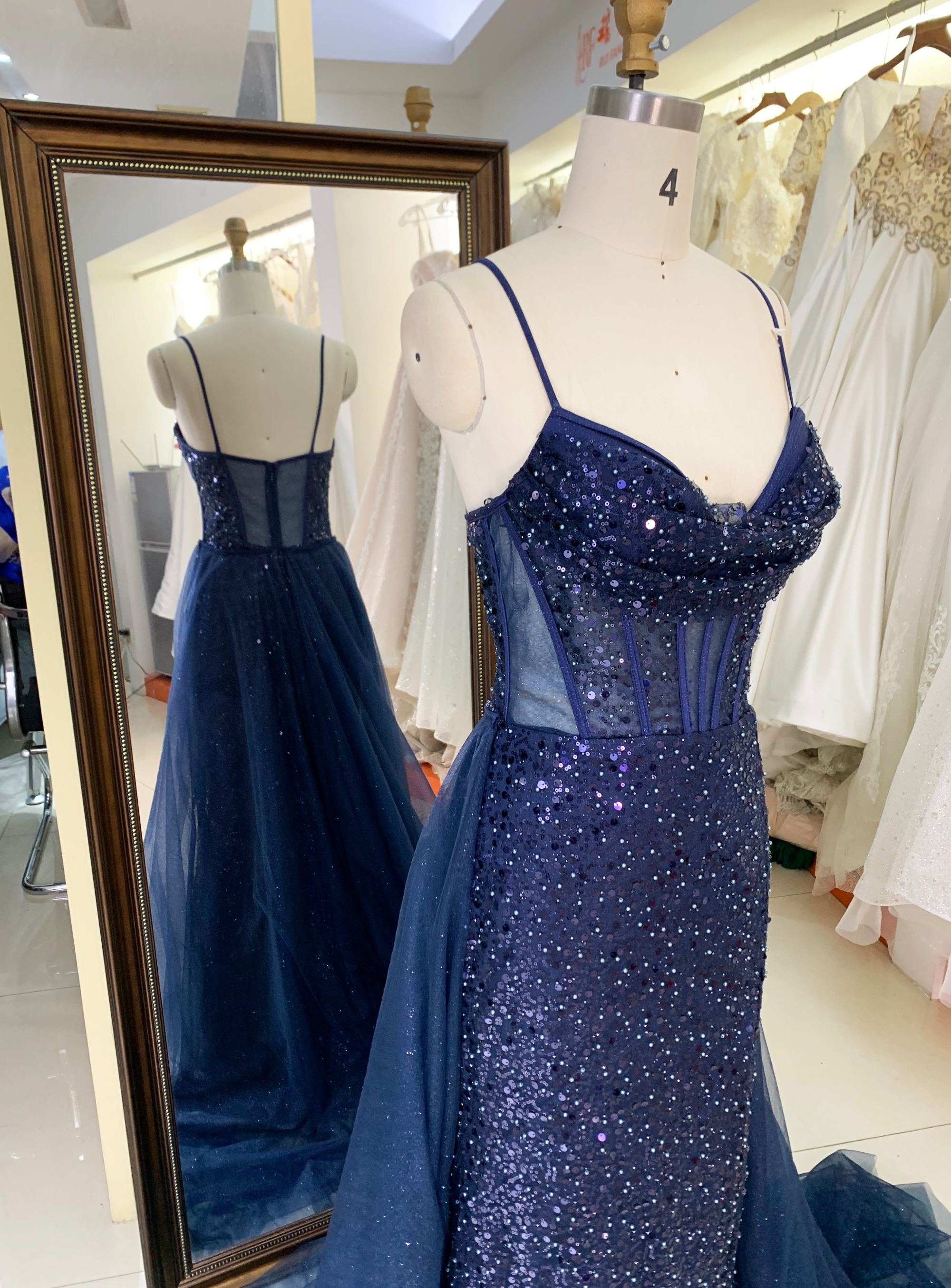 New sequin fabric pleat out skirt wholesale long gowns evening prom dress 2025
