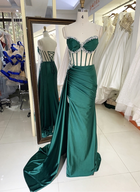 New boning handmade beading wholesale long gowns evening prom dress 2025 for girl