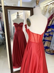 New rose floral hot fix stone shinny wholesale long gowns evening prom dress 2025