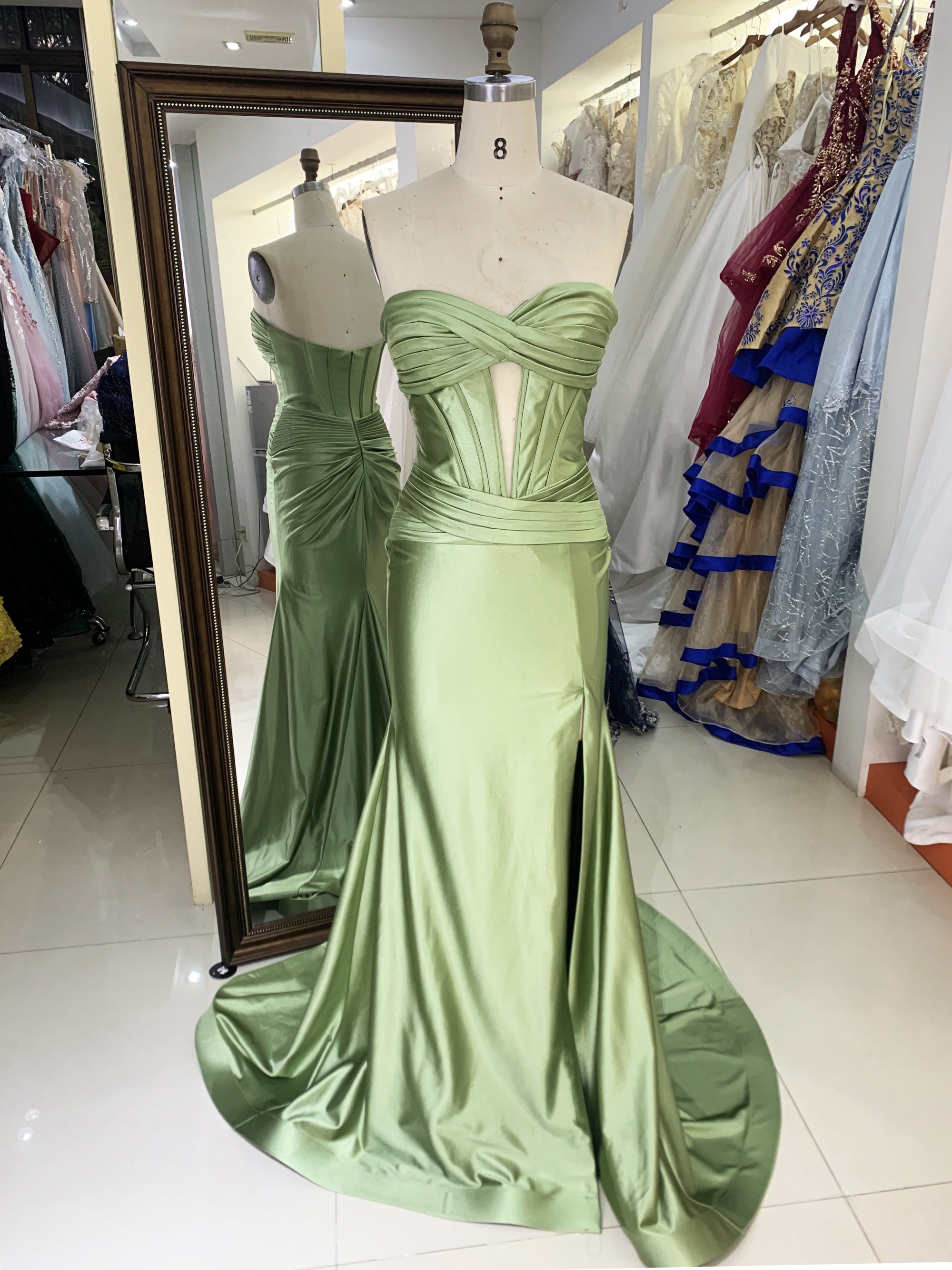 Wholesale Red mermaid satin long gown sweetheart prom evening dress 2025