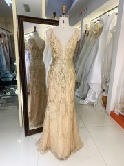 New sequin beading champagne fitted wholesale long gowns evening prom dress 2025
