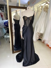 Custom made new black boning sexy wholesale long gowns evening prom dress 2025