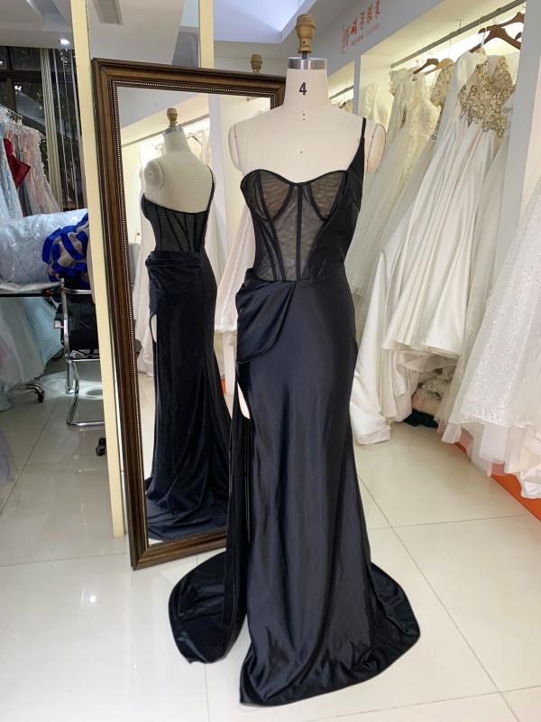 Custom made new black boning sexy wholesale long gowns evening prom dress 2025