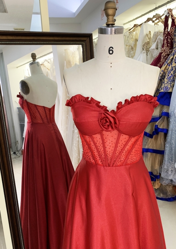 New rose floral hot fix stone shinny wholesale long gowns evening prom dress 2025