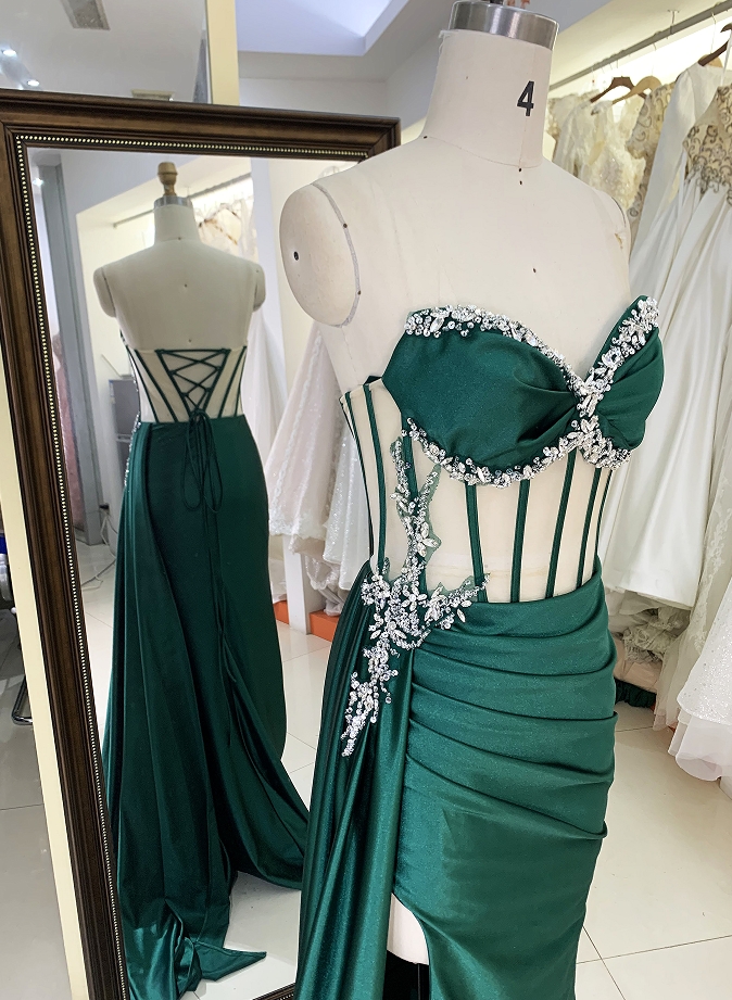 New boning handmade beading wholesale long gowns evening prom dress 2025 for girl
