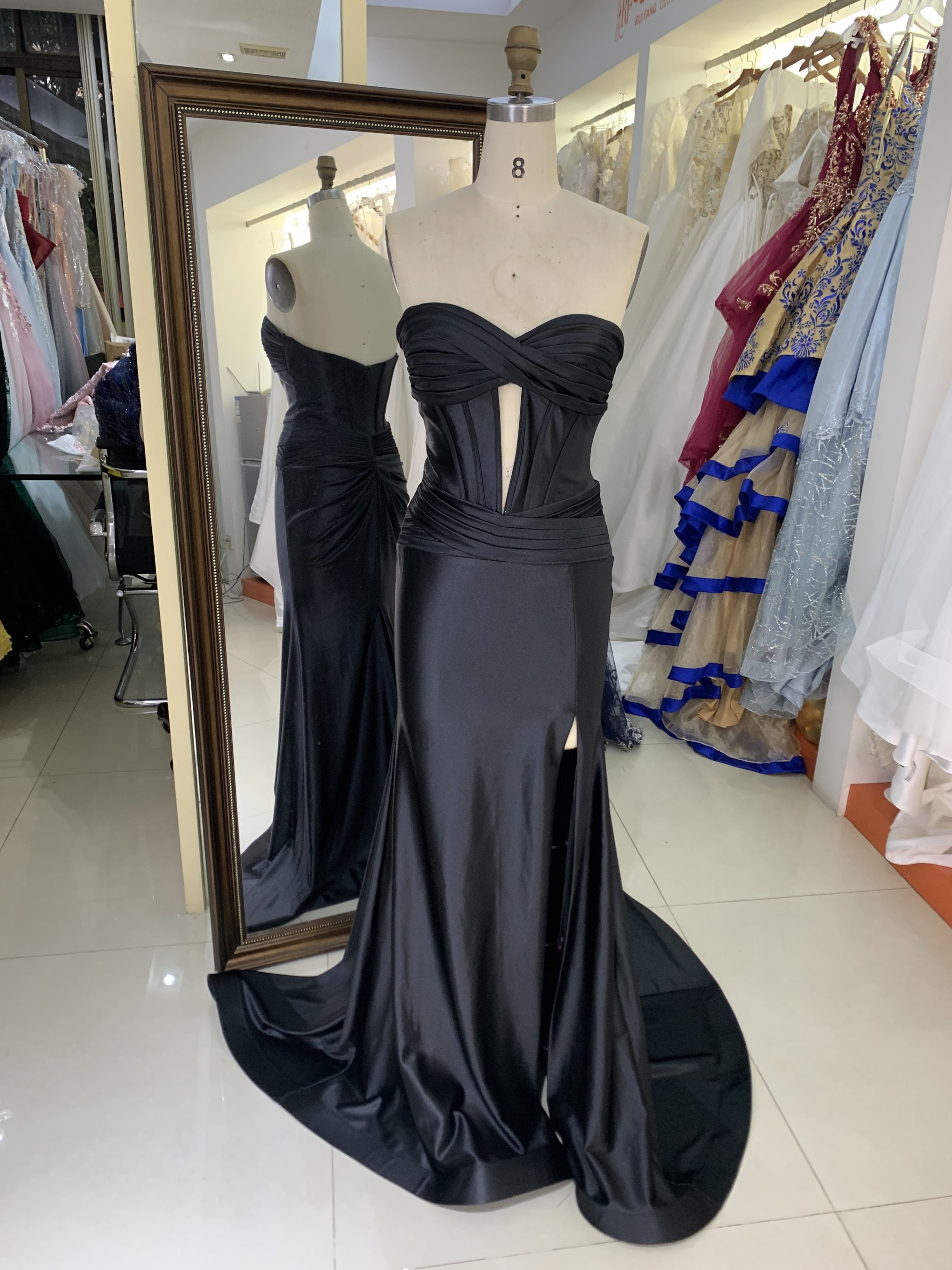 Wholesale Red mermaid satin long gown sweetheart prom evening dress 2025