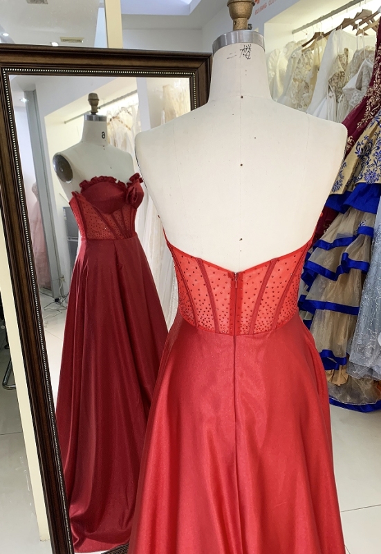 New rose floral hot fix stone shinny wholesale long gowns evening prom dress 2025