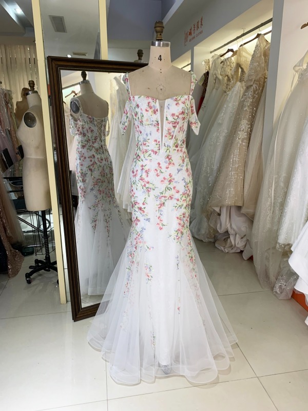 Flower mermaid gowns sequin wholesale long gowns evening prom dress 2025 for women