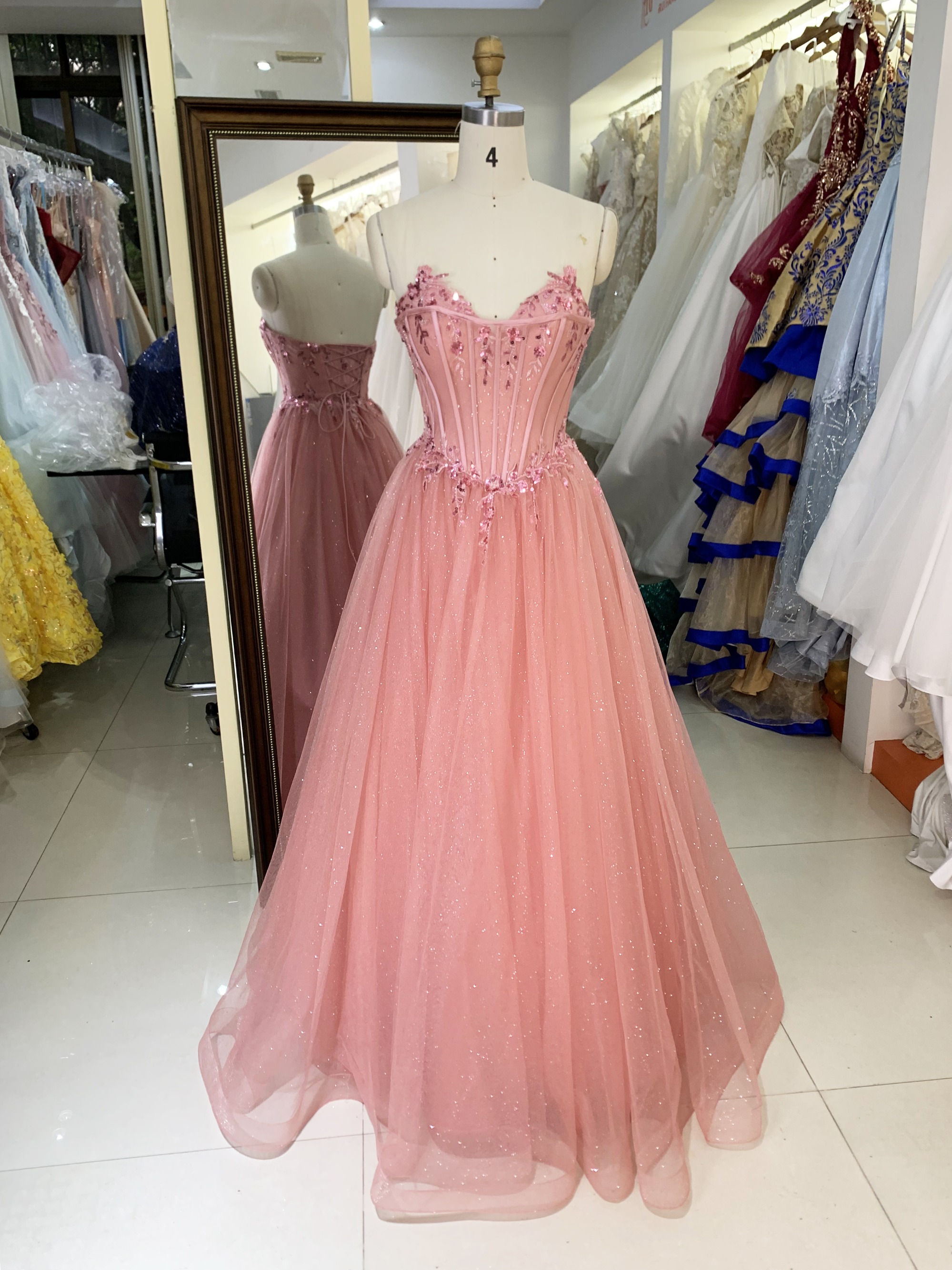 Elegant new sky blue wholesale boning party long gowns evening prom dress 2025