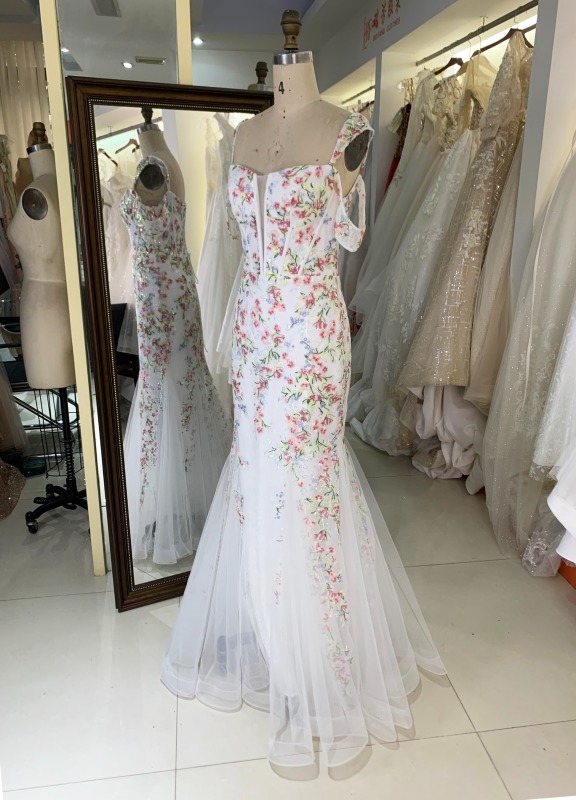 Flower mermaid gowns sequin wholesale long gowns evening prom dress 2025 for women