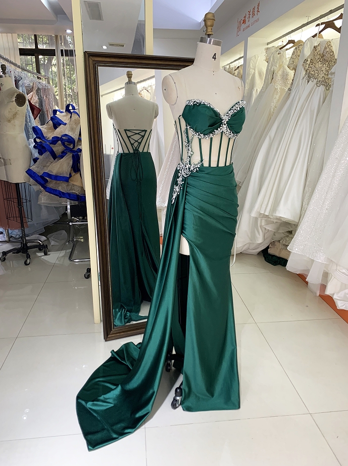 New boning handmade beading wholesale long gowns evening prom dress 2025 for girl