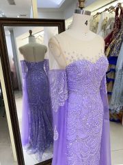 New wholesale beading long sleeves evening dress for girl luxury sequined prom dress 2025