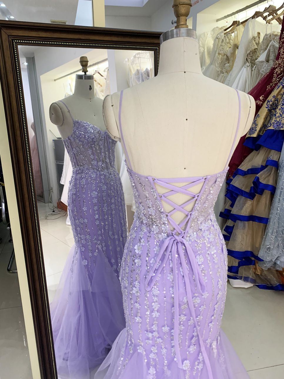 New floral wholesale long gowns evening prom dresses with corset top 2025 for girl
