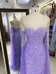 New wholesale beading long sleeves evening dress for girl luxury sequined prom dress 2025