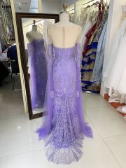 New wholesale beading long sleeves evening dress for girl luxury sequined prom dress 2025