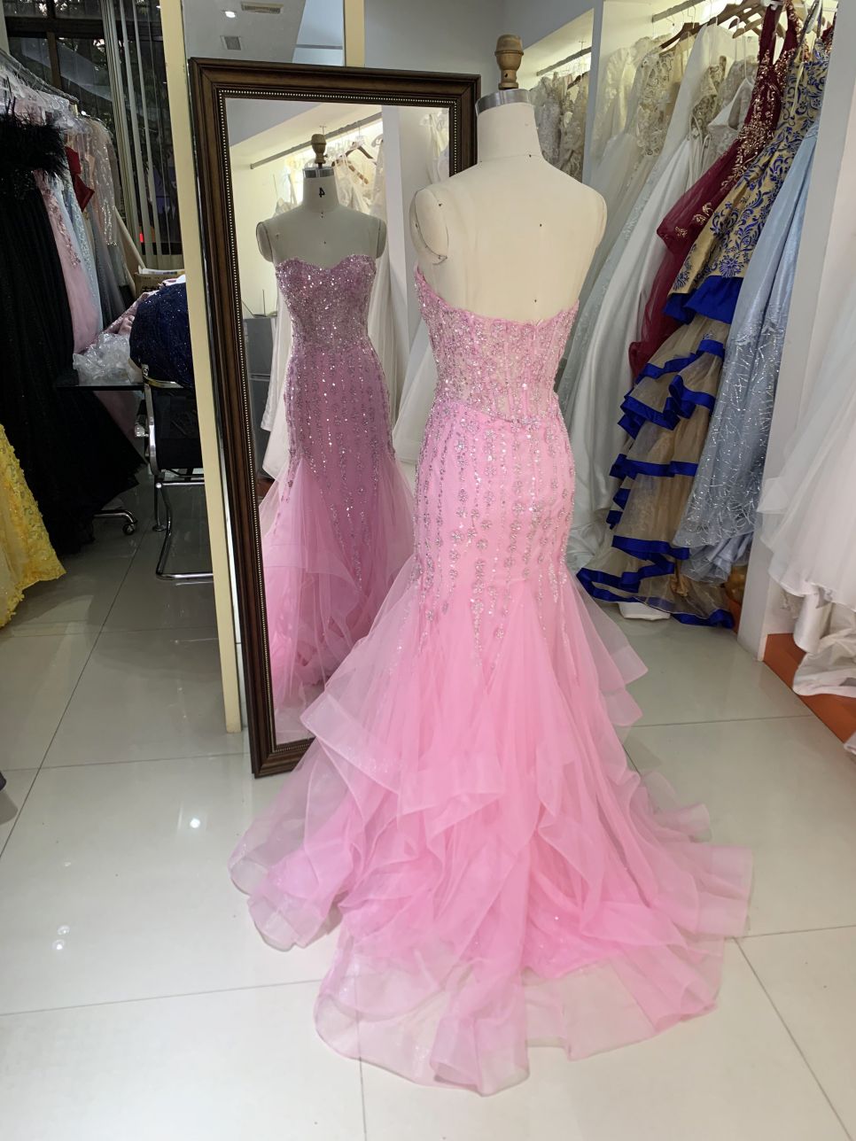 New 3D floral sweetheart mermaid wholesale long gowns girl dress prom 2025 for women