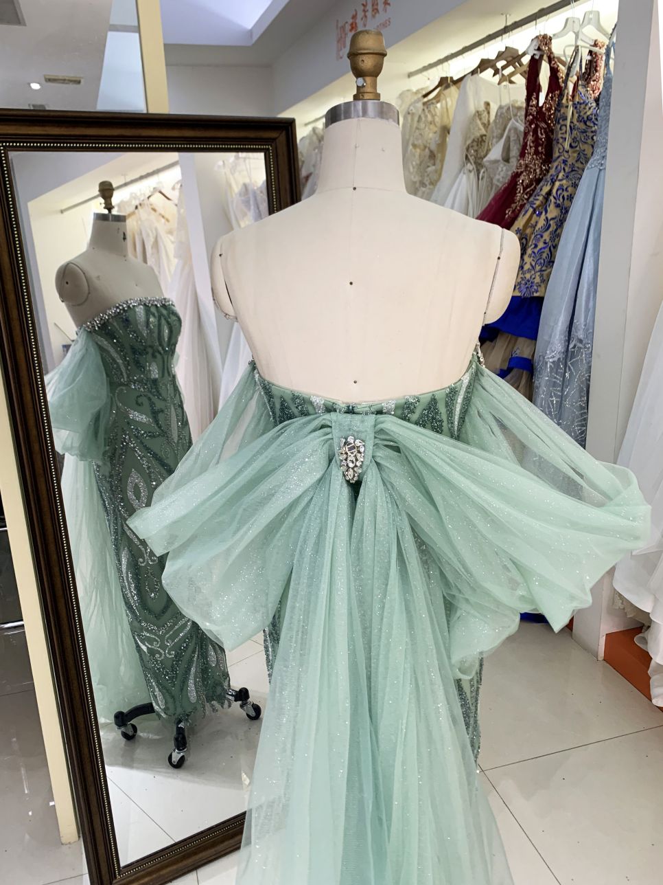 New sequin mesh bow boning wholesale long gowns evening prom dress 2025 for girl