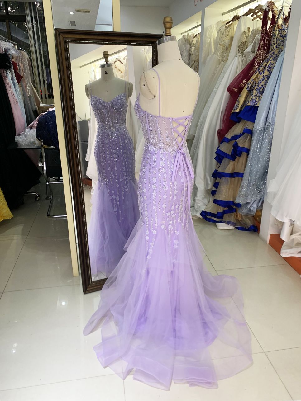 New floral wholesale long gowns evening prom dresses with corset top 2025 for girl