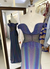 Purple off shoulder rhinestone mermaid corset elegant prom dresses luxurious 2025