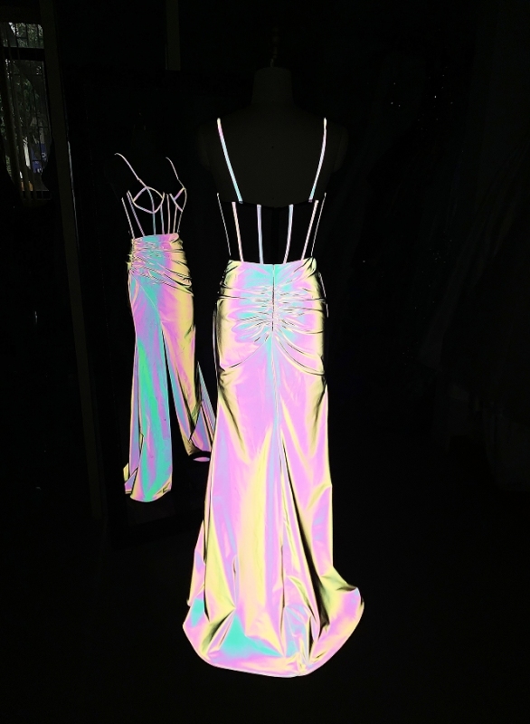 Wholesale purple new glitter corset long hand pleated sleeveless side slit mermaid prom dress 2025