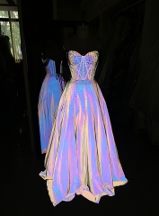 Wholesale new navy rhinestone off shoulder A line sleeveless lace up back elegant prom ball gown dress