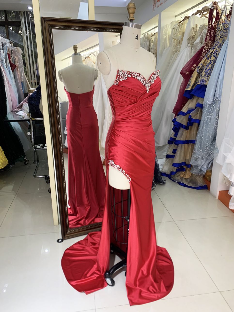 Wholesale new rose gold corset beading see through mermaid glitter zipper up back prom dresses 2025