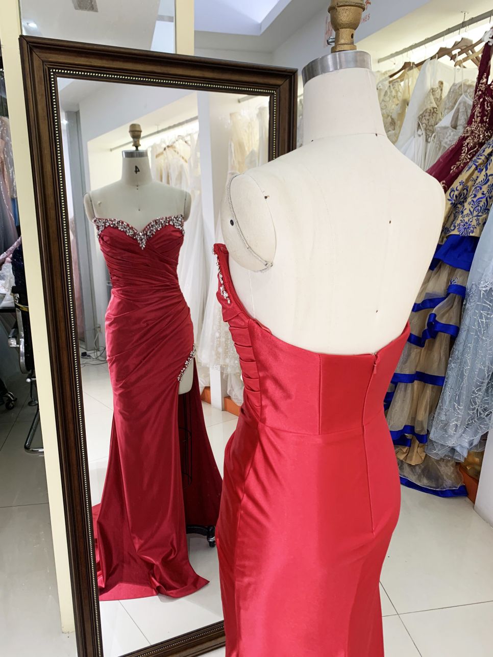 Wholesale new rose gold corset beading see through mermaid glitter zipper up back prom dresses 2025