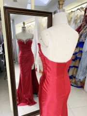 Wholesale new rose gold corset beading see through mermaid glitter zipper up back prom dresses 2025