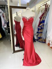 Wholesale new rose gold corset beading see through mermaid glitter zipper up back prom dresses 2025