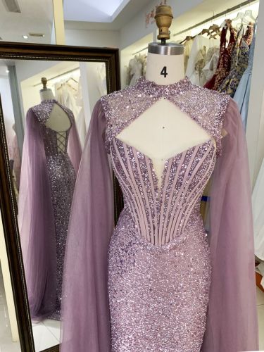 New prom boning sequins dresses for girls wholesale fuchsia elegant