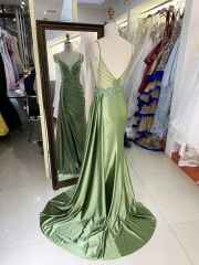 New beading chain floral wholesale long gowns evening V neck 2025 girl dress prom