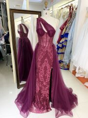 New one shoulder wholesale outfit long gowns evening dresses for prom highschoolers
