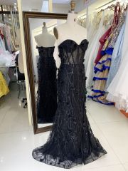 New glitter 3D floral sweetheart mermaid wholesale long gowns girl dress prom 2025
