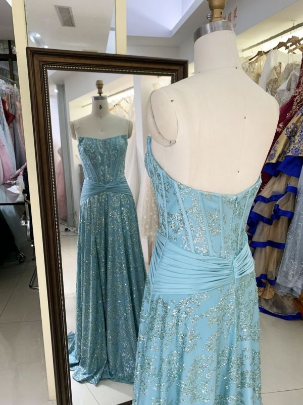 New pleat glitter dresses women for prom wholesale long gowns evening 2025 for girl
