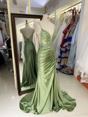 New beading chain floral wholesale long gowns evening V neck 2025 girl dress prom