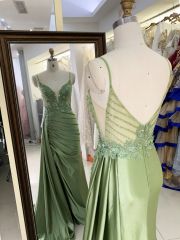 New beading chain floral wholesale long gowns evening V neck 2025 girl dress prom
