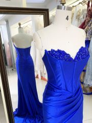 2025 New beading wholesale royal blue long gowns evening dresses for prom dress girl