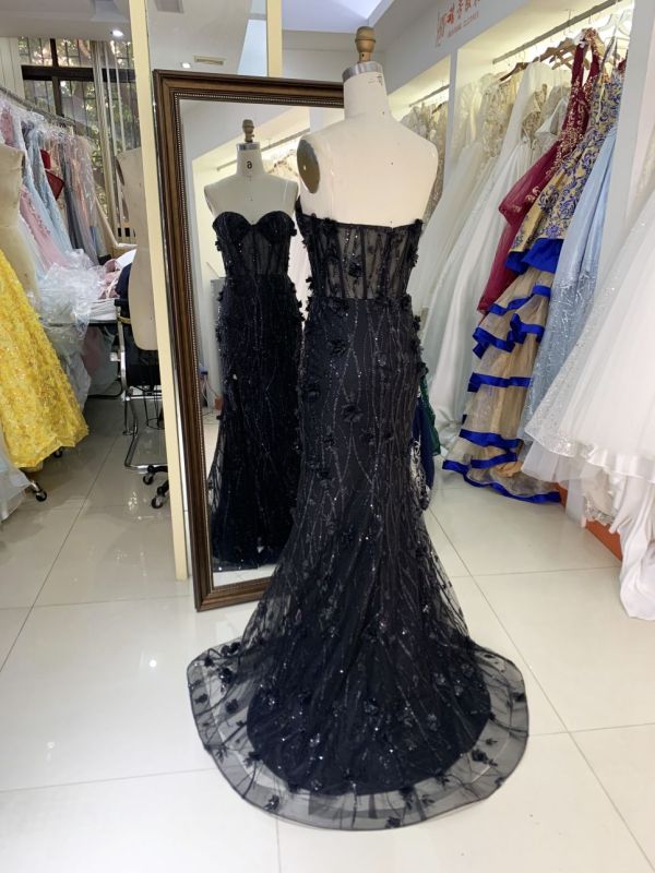 New glitter 3D floral sweetheart mermaid wholesale long gowns girl dress prom 2025