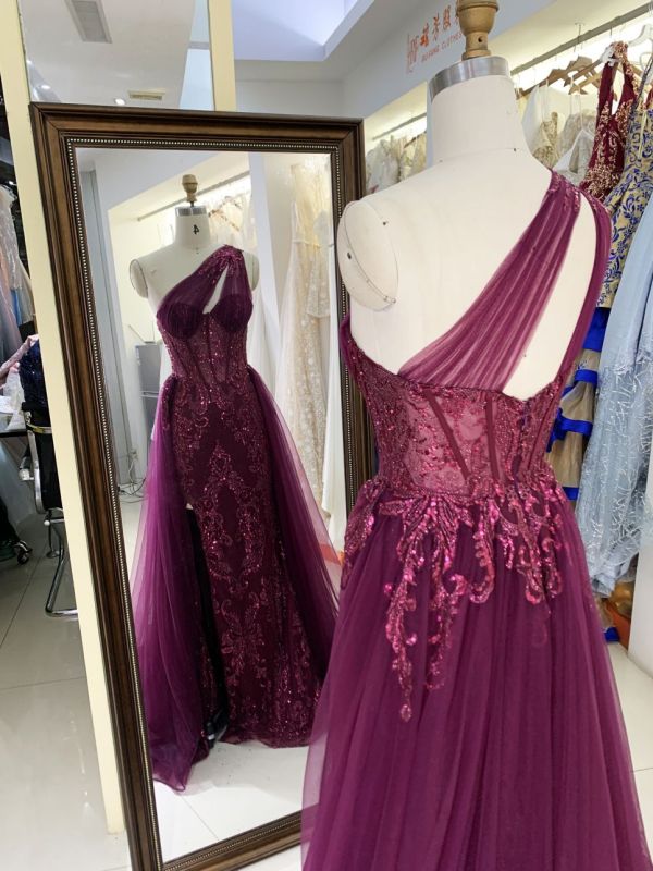 New one shoulder wholesale outfit long gowns evening dresses for prom highschoolers