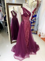 New one shoulder wholesale outfit long gowns evening dresses for prom highschoolers