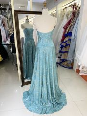 New pleat glitter dresses women for prom wholesale long gowns evening 2025 for girl