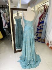 New pleat glitter dresses women for prom wholesale long gowns evening 2025 for girl