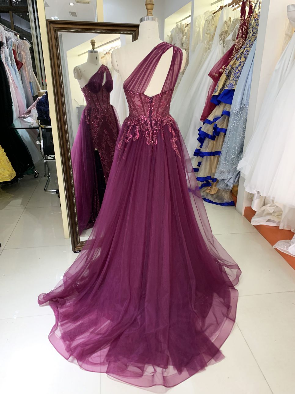 New one shoulder wholesale outfit long gowns evening dresses for prom highschoolers