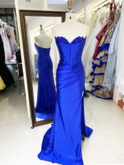 2025 New beading wholesale royal blue long gowns evening dresses for prom dress girl