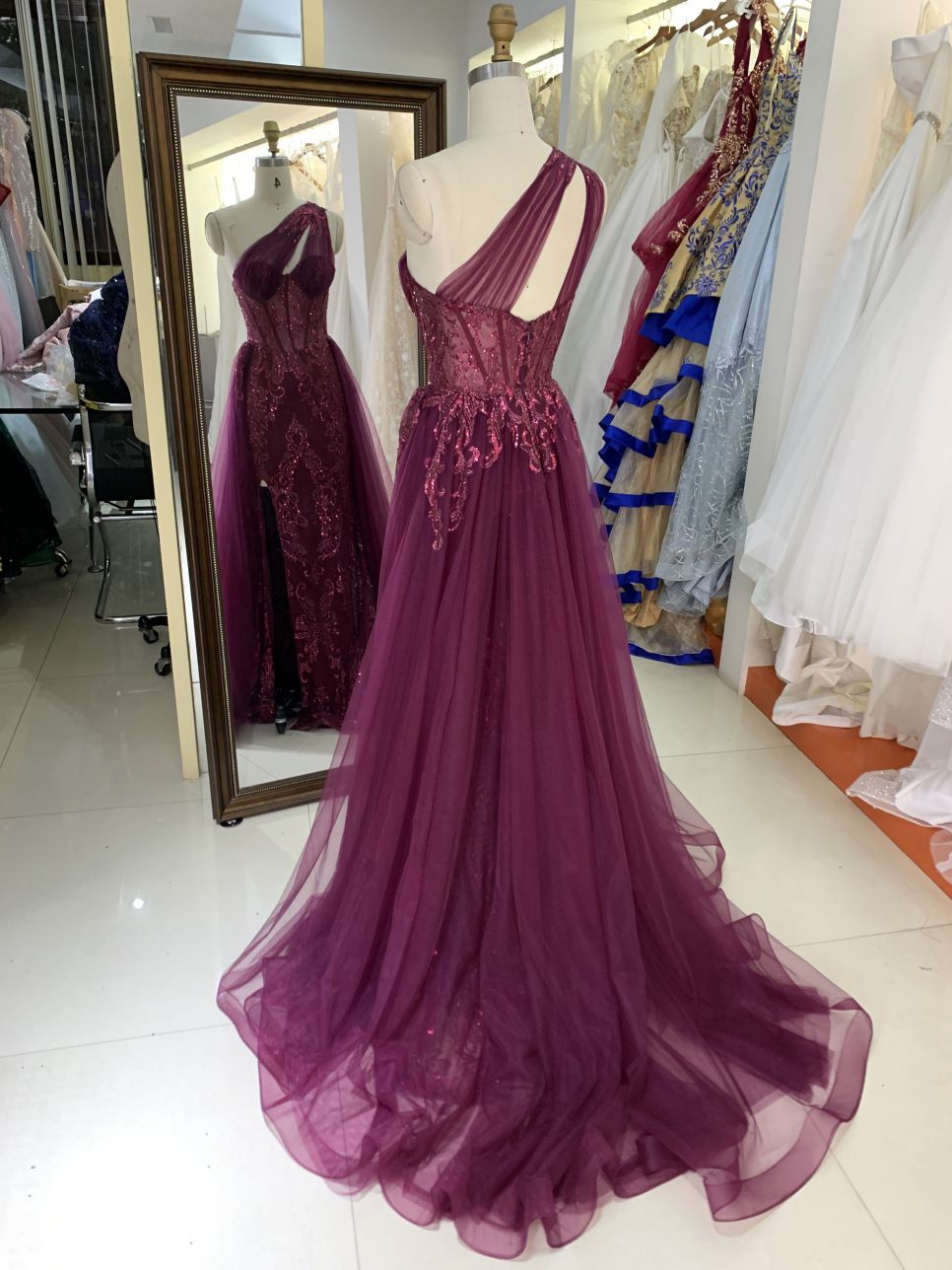 New one shoulder wholesale outfit long gowns evening dresses for prom highschoolers