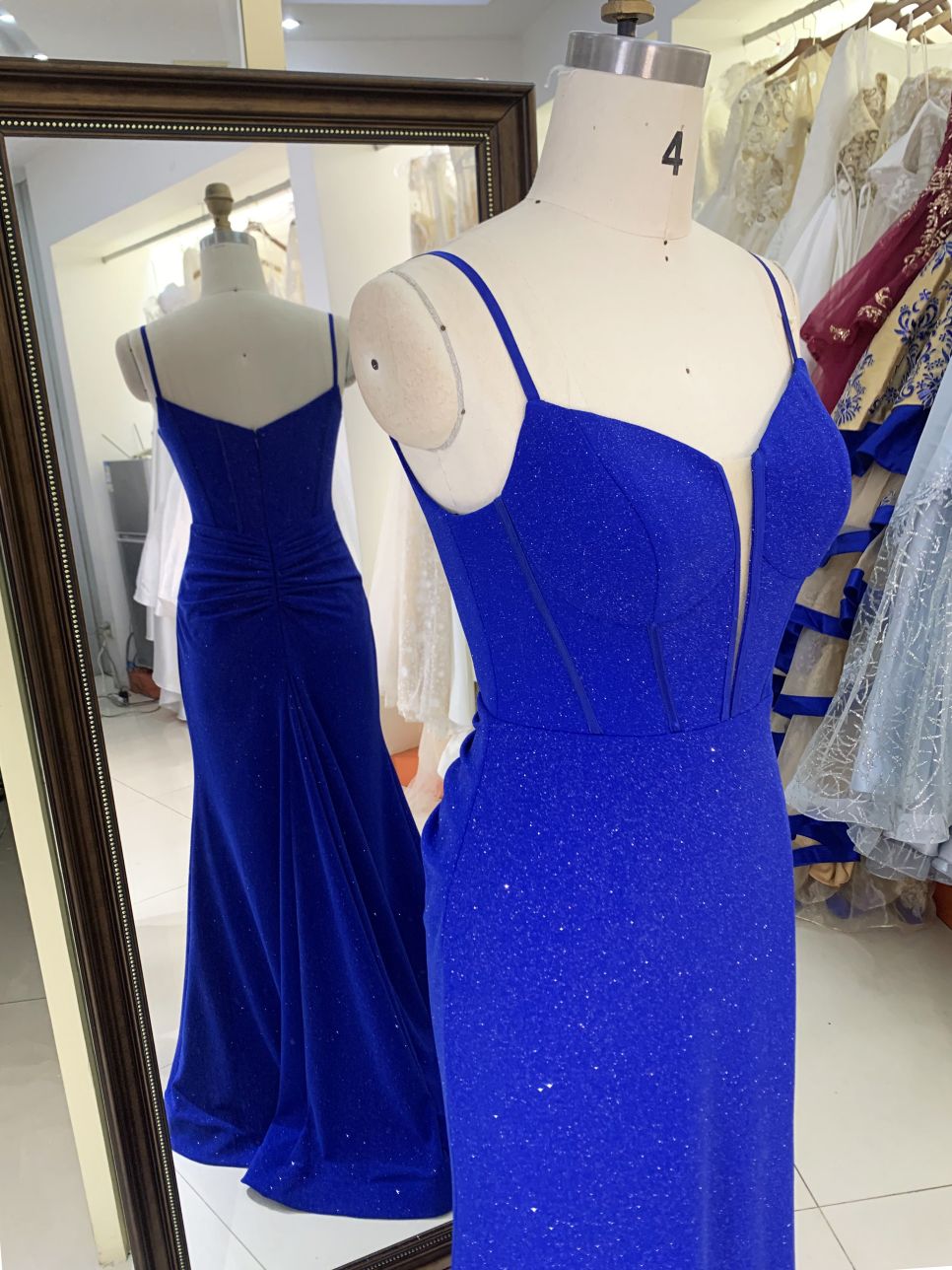 2025 New wholesale royal blue boning long gowns custom formal evening dresses for prom dress girl