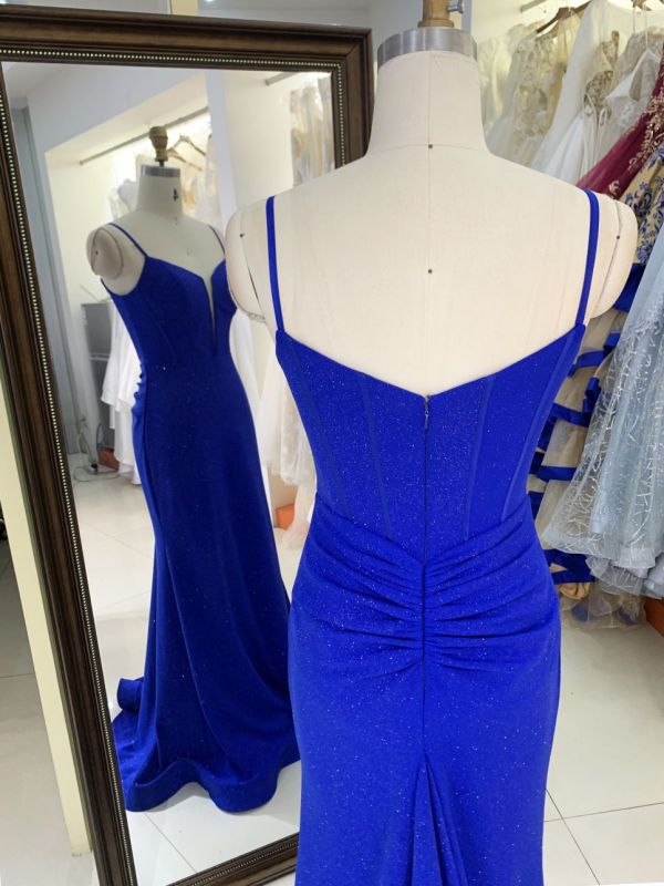 2025 New wholesale royal blue boning long gowns custom formal evening dresses for prom dress girl